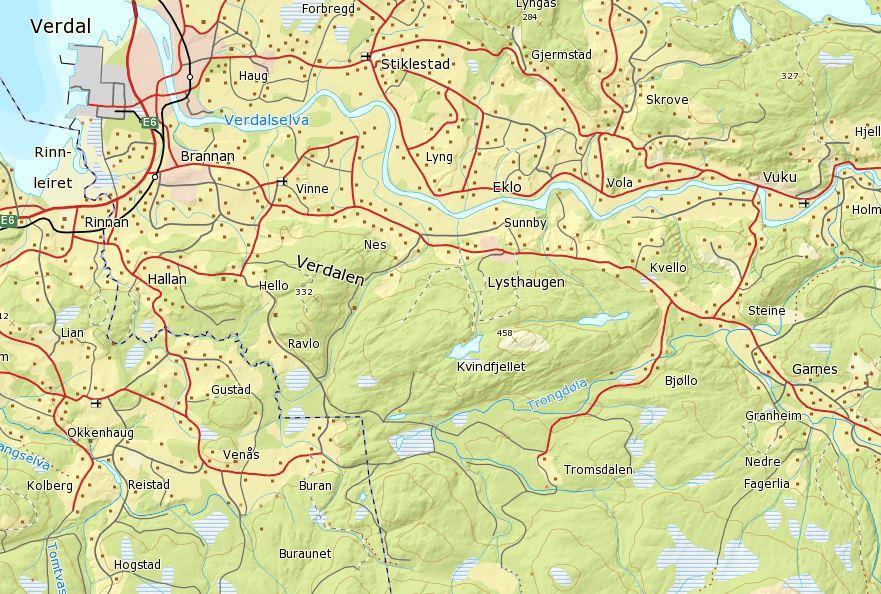 4 Beskrivelse av planområdet 4 Beskrivelse av planområdet 4.1 Beliggenhet Planområdet ligger i Tromsdalen, ca. 10 km sørøst for Verdal sentrum.