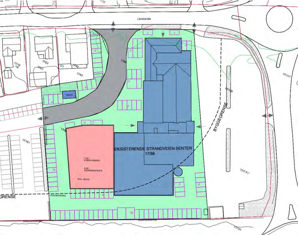 Framtidig utvikling av Strandveien 97 (GBNR 17/66): Det er i møter med Lier kommune lagt fram flere skisseforslag til utvikling av eiendommen Lierstranda 97/Strandveien senter. Pga.