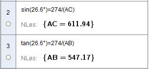 .6.5 Finn ukjente sider og vinkler i trekanten ABC. AC 61 m AB 547 m C 180 90 6,6 63,4.6.6 Finn de ukjente sidene i trekantene