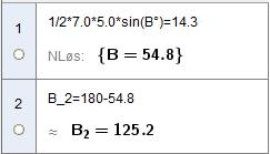 .7.6 En trekant ABC har arealet 14,3 cm. AB har lengden 7,0 cm og BC har lengden 5,0 cm. a) Finn B.