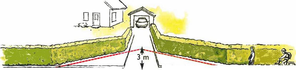 I veg frå bustadsområde med fartsgrense 30 km/t må det vera 5 meter fri sikt.