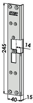 245x40x15 13 mm ST6521 Stolpe for uttak i karm for STEP 18 og 28E Secure venstre (plan stolpe ST183, ST283).