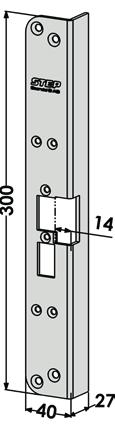 300x40x13 13 mm ST6524 Stolpe for uttak i karm for STEP 18 og 28E Secure venstre (vinklet stolpe ST184, ST284).