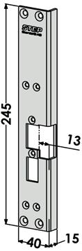 ST6528 Stolpe for uttak i karm for STEP 18 og STEP 28E Secure høyre (plan stolpe ST183-B, 300x40 15 mm ST283-B) til STEP 60 Silent Modullås.