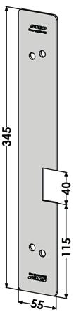 289x42 ST609-01 Sidebeslag utside høyre for falset dør. 289x42 ST610-01 Sidebeslag innside for falset dør venstre/høyre. 289x29 ST621 Hylsemutter M5 blank utside (inngår med forsterkerbeslag).
