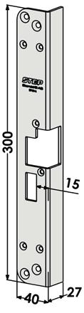 300x40x27 14,5 mm ST186-B Vinklet stolpe høyre, for Fas og Modul.