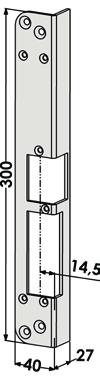 300x40x27 14,5 mm ST286-B Vinklet stolpe høyre, for Fas/Modul.