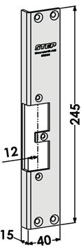 245x40x15 15 mm ST9502H Vinklet stolpe runde hjørner høyre tilsvarende ST6515/730T.