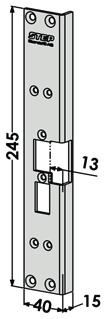 242x45x15 17 mm ST6560 Vinklet stolpe venstre (anvendes der uttak er gjort for 730).