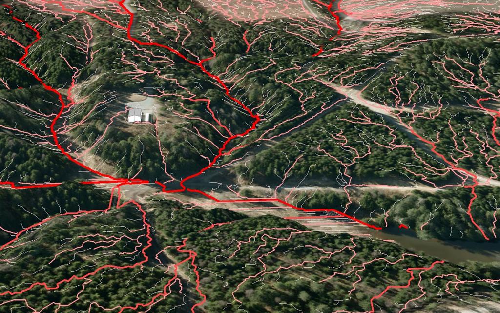 Komplett dreneringsnettverk til praktisk bruk i planarbeid: Akkumulert tilrenningsareal Plannivå Inntil 200 m 2 Den enkelte