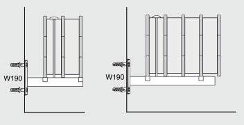 8.0 Listradiator 225 8.2 Arbonia listradiatorer 8.2.9 Montering Ved montering på vegg benyttes veggbrakett type W181 W184.