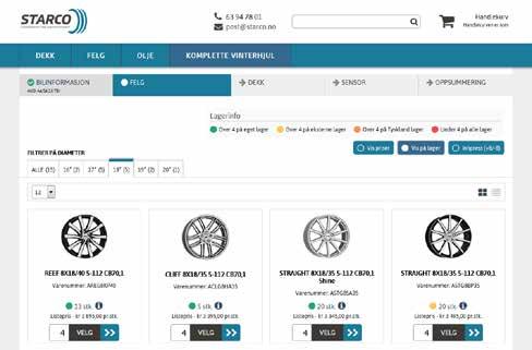 Da får du garantert riktige og lovlige løsninger. Du kan som før også søke på bilmerke og dekkstørrelse. Komplette hjulpakker! Enkel løsning som stegvis tar deg fra søk til kjøp.