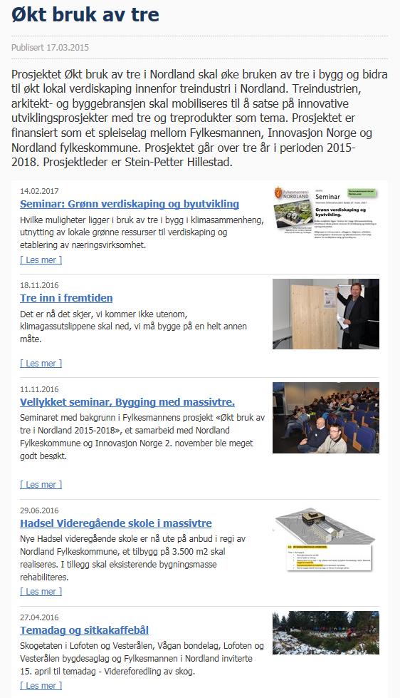 VEDLEGG: Eksempler web, media, seminarer Prosjektet har egne hjemmesider, nyheter