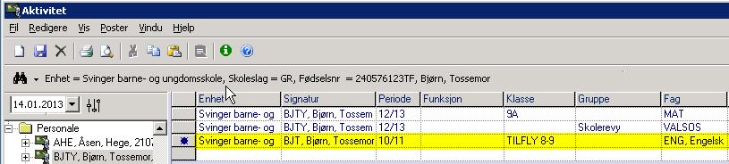 Lagre, CTRL + S, eller klikk på blå diskett til slutt Føring av fravær fra tidligere år i Lærerweb Fravær føres i Oppad per hele dager eller timer.