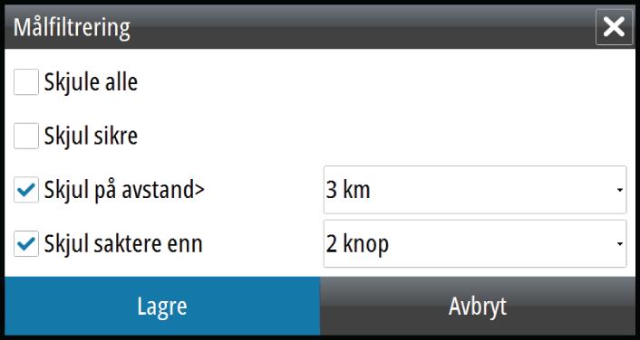 Kursforlengere Lengden på kursforlengerne for fartøyet og andre fartøy kan angis av brukeren.