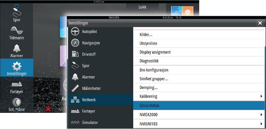 Ú Merk: SiriusXM-vær er tilgjengelig hvis enheten har en radartilkobling på baksiden. Radartilkoblingen kan brukes som en Ethernet-tilkobling for SiriusXM-vær.