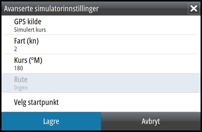 simulatorinnstillinger til å styre