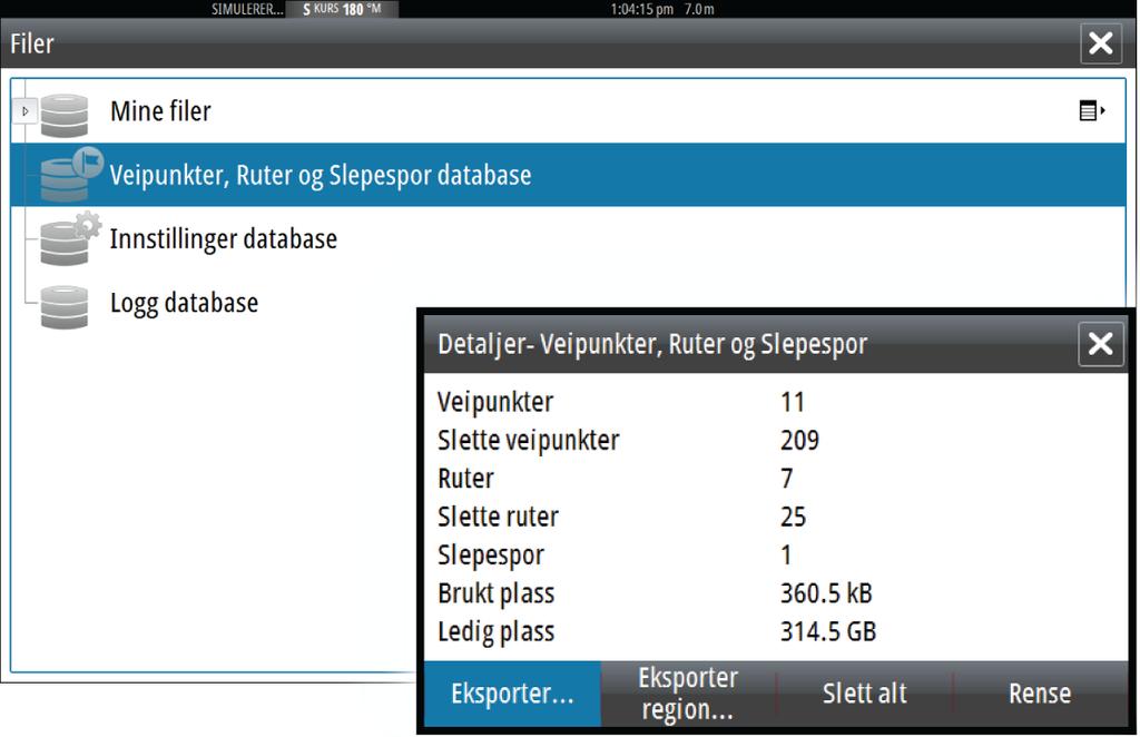 Kan brukes ved overføring av brukerdata fra et system til et eldre produkt (Lowrance LMS, LCX).