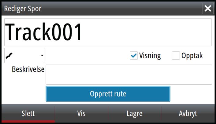 Konvertering av spor til ruter Du kan konvertere et spor til en rute fra dialogboksen Rediger spor.