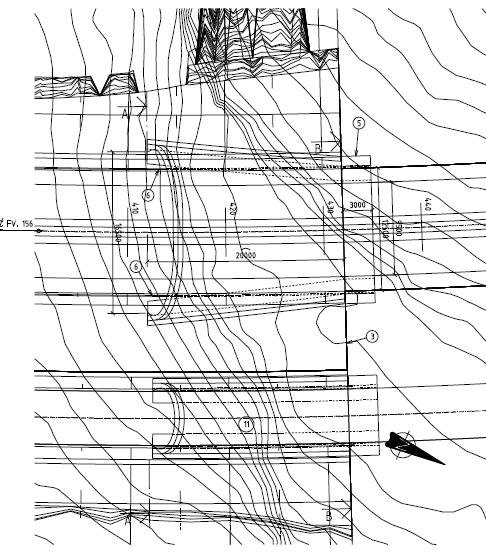 Fv. Bråtan Tusse Teknisk beskrivelse av konstruksjonene Figur : Plan av tunnelportal B. Påhugg i profil 4. Nødtunnelportal B og C (portal sør) Nødtunnelportal B ligger på trasealternativ B, 4B og 7B.