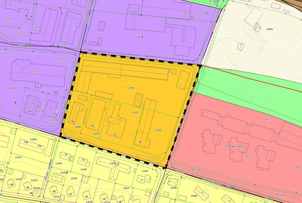 Utsnitt av kommuneplanens arealdel 2014-2036 for Drammen. Kommunedelplan for Gulskogen, vedtatt av Miljøverndepartementet 07.05.97 Kommunedelplan for Gulskogen er vedtatt av bystyret 17.12.