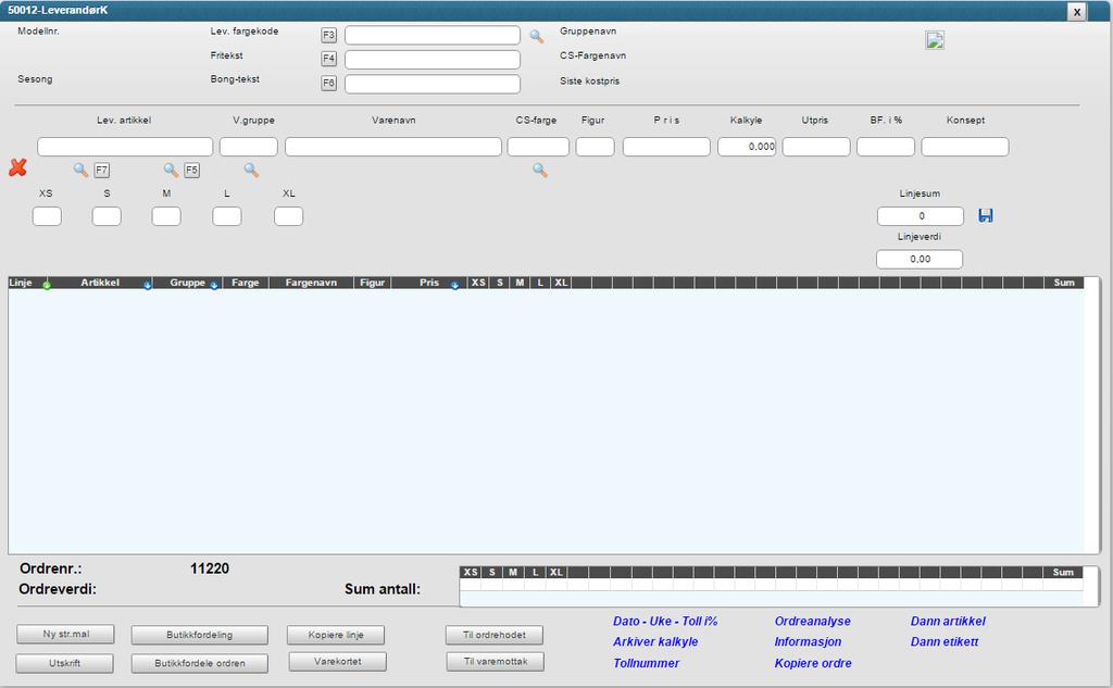 Page 8 of 23 Klikk på knappen <F10> og da endrer teksten seg til <Lite ordrebilde> - Klikk på knappen <Til Ordrelinje> nederst i