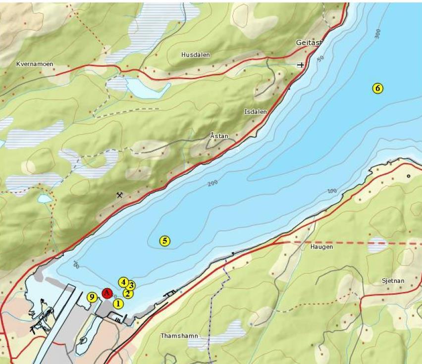 I samme vannforekomst, på østsiden av Orka, ligger 2 prøvetakingsstasjoner som i flere år har blitt undersøkt i forbindelse med resipientovervåking for renseanlegget i Orkanger (Kaurin og Langelo,