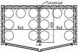 2090 x 1156 x 2215 mm B x D x H, innermål 1300 x 800 x 2080 mm 1300 x 1258 x 1920 mm (2x) 940 x