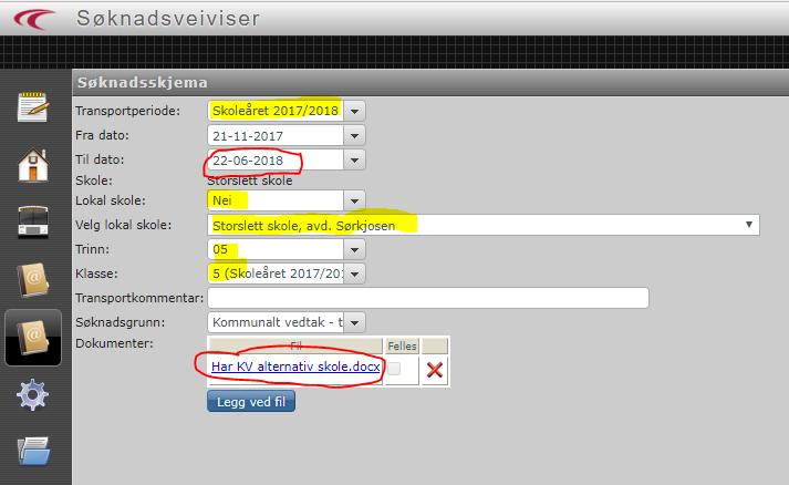 Kontakt legges til ved å aktivere grønt +-ikon til høyre i bildet. Velg korrekt adresse fra rullegardinen som kommer frem, og legg inn navn på foresatt.