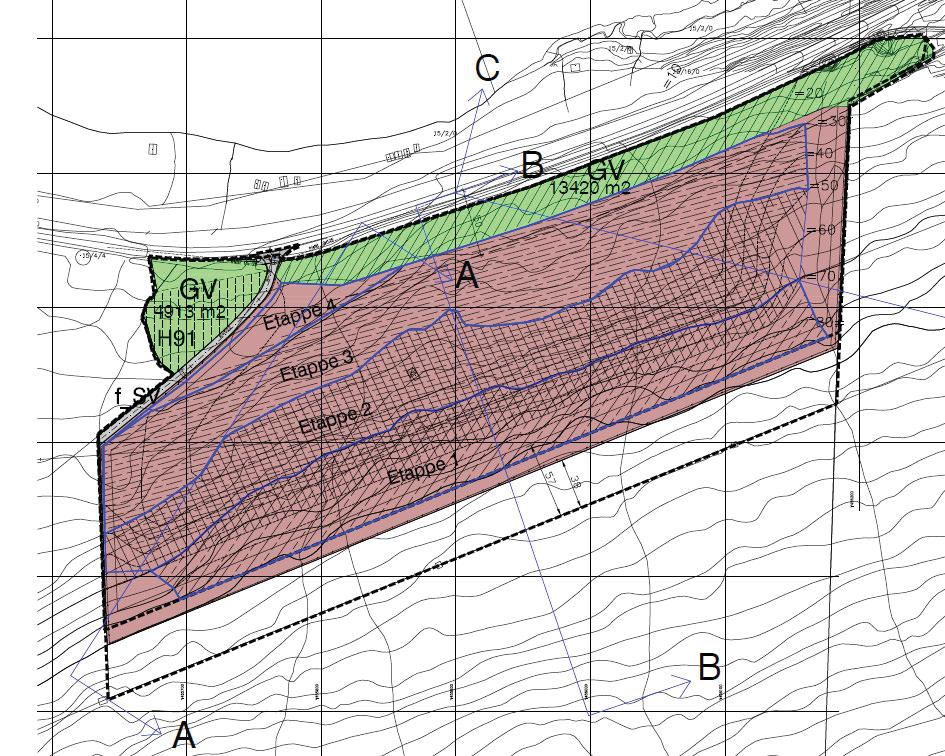 Det er også regulert inn to vegetasjonskjermer nordvest og nord for steinbruddet for skjerming i fht innsyn og støv.