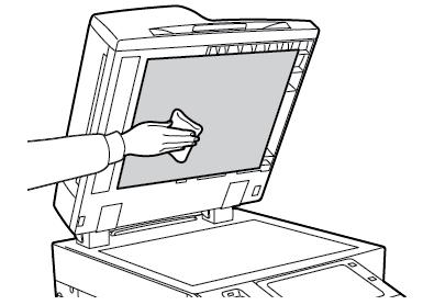 Fjern papir eller annet materiale fra mottakeren. 3. Åpne originaldekslet. 4. Tørk av glassplaten skanneglasset til begge overflatene er rene og tørre.