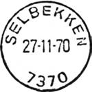 8 Type: I22N Fra gravør 27.11.1970 SELBEKKEN Innsendt Registrert brukt fra 22-12-73 TK til 11-10-86 B Stempel nr. 9 Type: I22N Fra gravør 27.11.1970 SELBEKKEN Innsendt 25.07.