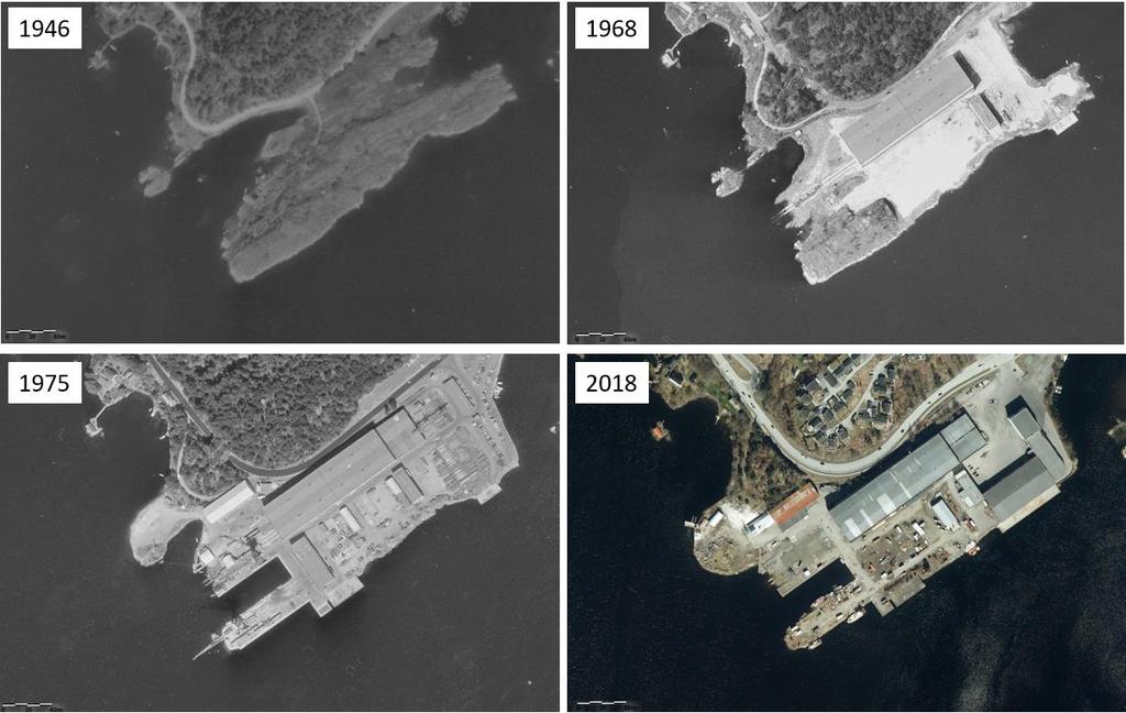 22 TILTAKSPLAN FORURENSEDE SEDIMENTER VINDHOLMEN 3.6 Forurensningskilder 3.6.1 Skipsverft Vindholmen har vært benyttet til industrivirksomhet siden slutten av 60-tallet, se flyfoto i Figur 15.