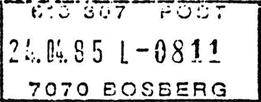 7070 Registrert brukt fra 10.09.86 OGN til 19.12.95 KTO Stempel nr. 11 Type: I24N Utsendt BOSBERG 2 Inns. 7070 Registrert brukt fra 20.02.