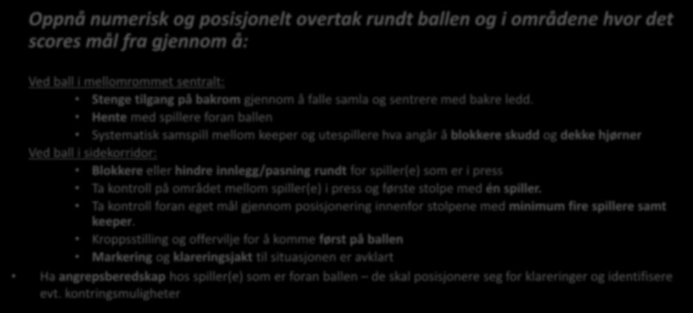 overtak rundt ballen og i områdene hvor det