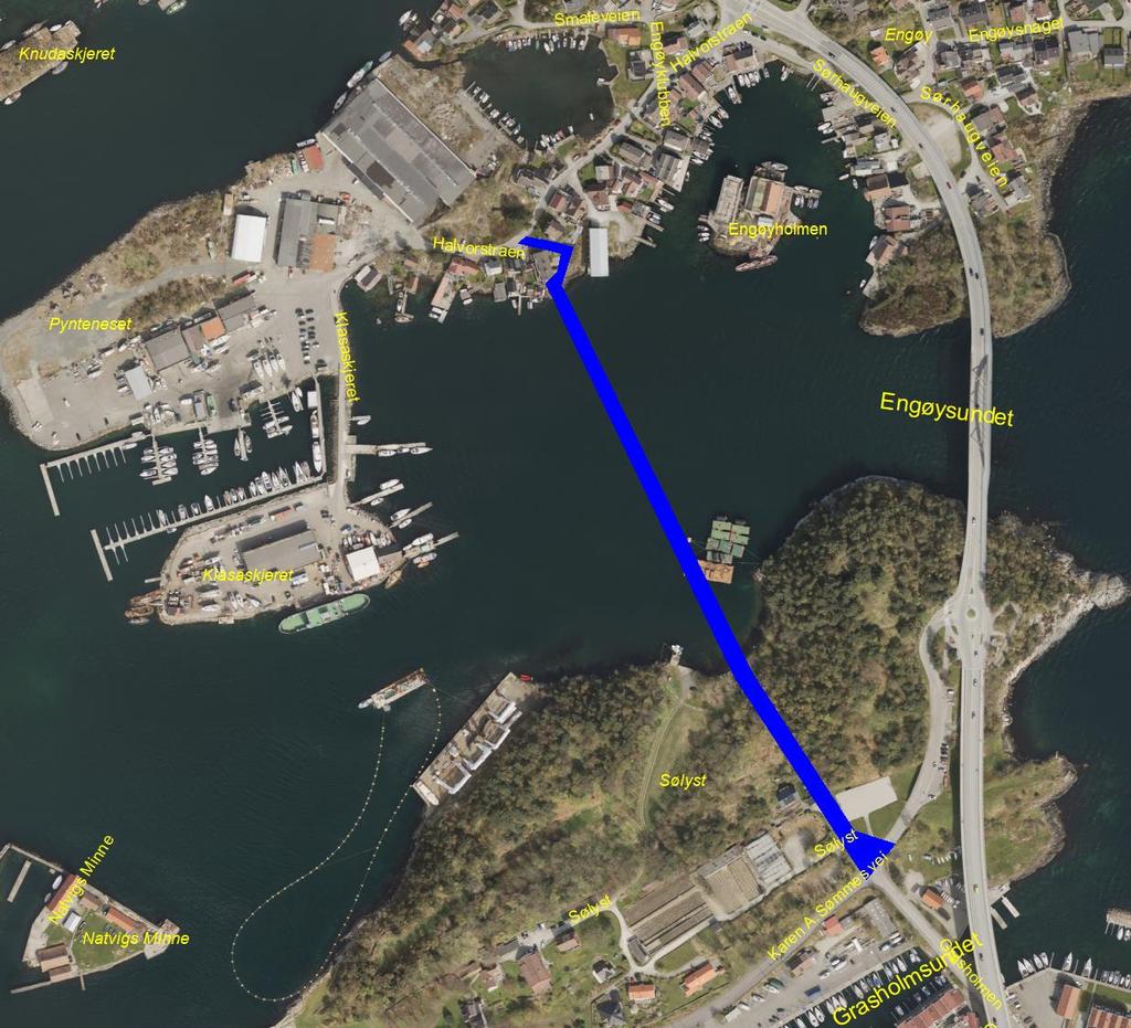 Prosjekt: 391576431 Vannledning Sølyst-Engøy Prosjektet gjelder fornyelse av 300 meter vannledning i sjø og ca 200 meter vannledning på land.