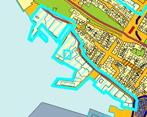 Arealbruk: Plankartet angir arealbruk. Området avsatt til byutviklingsområde, inkludert delområde med åpent blandingsformål. Markert som byutviklingsområde D.