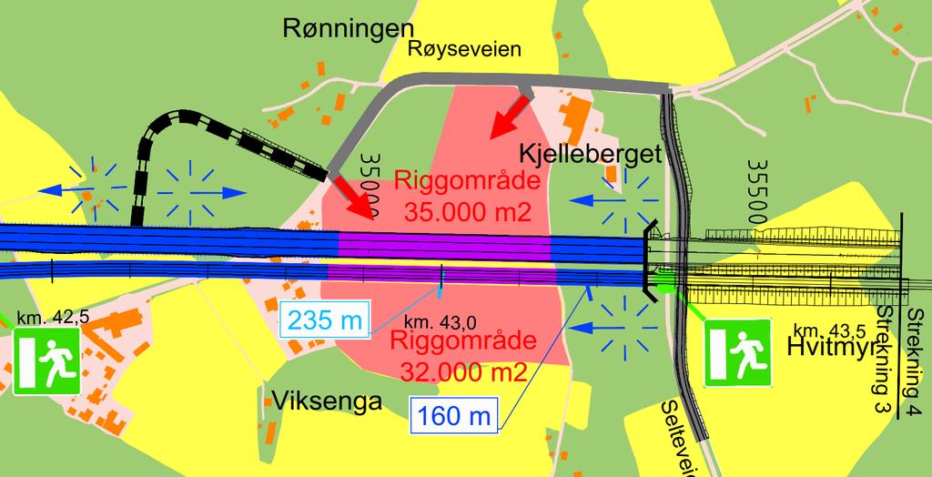 40 av 56 Figur 4.9 Tverrslag for vegtunnel ved Viksenga ((figur fra FRE-30-A-25160 (Fagrapport anleggsgjennomføring)). 4.7 