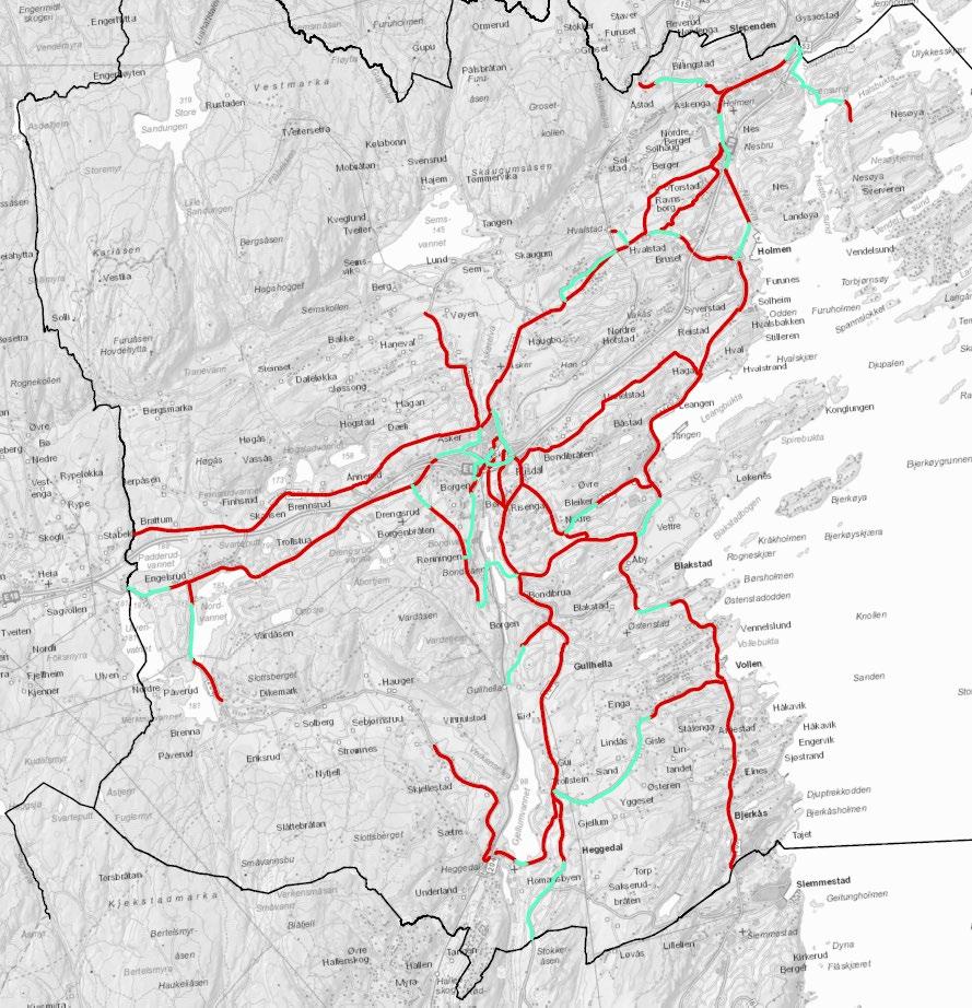 Antall km utbygget hovedsykkelveinett Hovedsykkelveinettet er utvalgte veier/gater fra veinettet i Asker kommune, som ansees som spesielt viktige sykkelforbindelser.