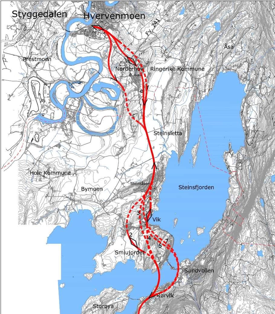 Rød korridor Trafikktall 2043 Ny veg: