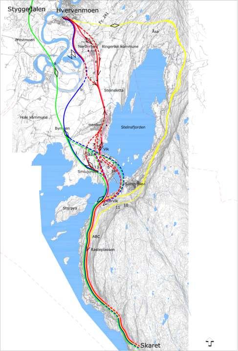 Inndeling i delstrekninger i gul korridor Delstrekning 2: Rasteplassen