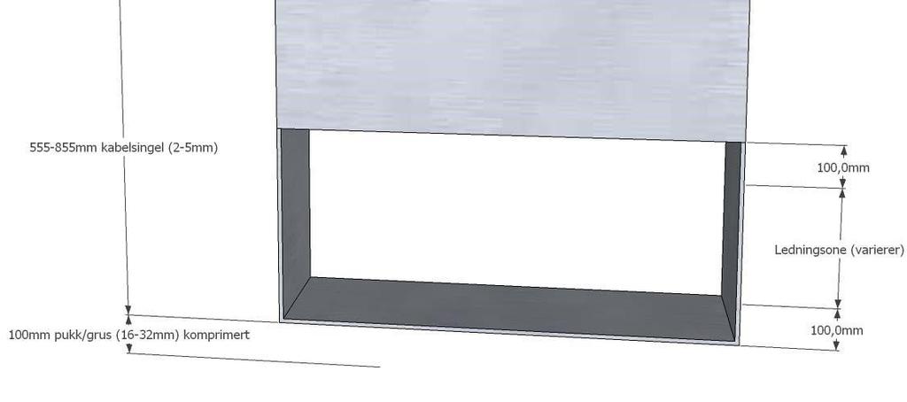 kabelskapet monteres. Under fundamentet benyttes et 10 cm komprimert lag med pukk 16-22mm, eller grus 0-32 mm.