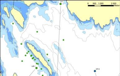 3.4 Sedimentundersøkelser Totalt ble SPI-bilder innsamlet fra 22 stasjoner rundt Langøya og 4 grabbprøver av bløtbunnsfauna innsamlet fra stasjon LØ-1 (Figur 4).