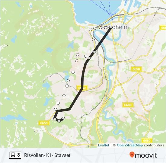 Retning: Sentrum 20 stopp VIS LINJERUTETABELL Stavsetsvingen Stavsetsvingen 4, Trondheim Leirelva Høgsetgrenda 17, Trondheim Alfheimsvingen Enromvegen 70, Trondheim 8 buss Rutetabell Sentrum