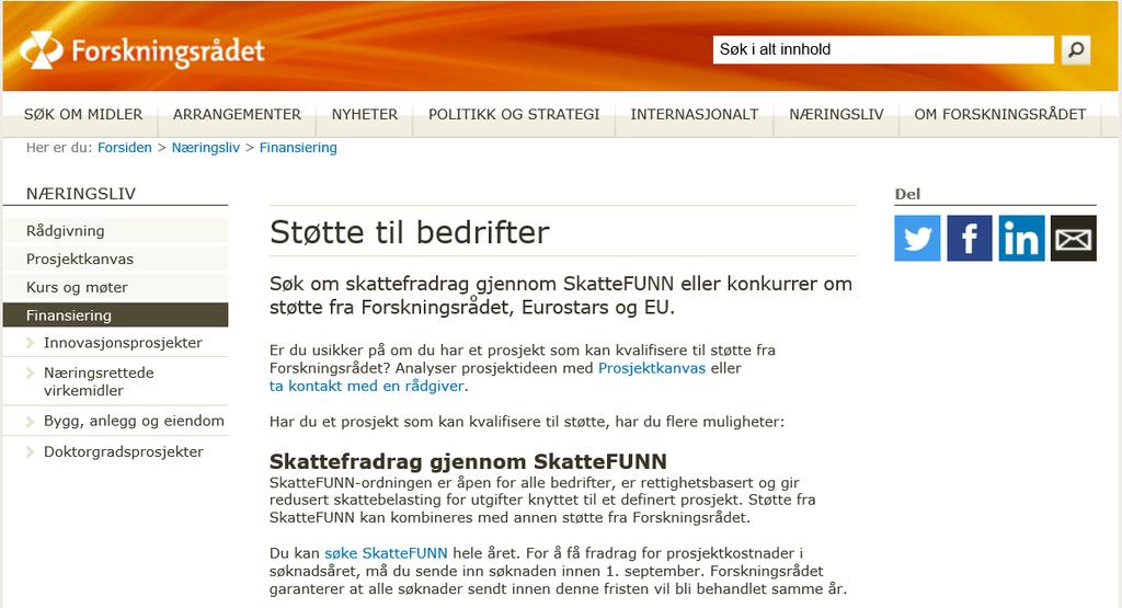 SkatteFUNN (bedrifter søker - løpende) Innovasjonsprosjekt for næringslivet (bedrift søker) 25. sept.