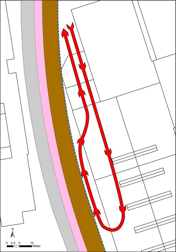Figur 1: Alternativt kjøremønster ved gjenåpning av port. Utnyttelsesgrad Utnyttelsesgraden på eiendommen er det Bergen kommune som bestemmer.