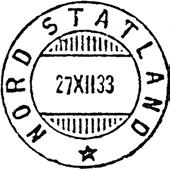 Stempel nr. 1 Type: IIL Utsendt 15.10.1884 NORD-STATLAND Innsendt 19.07.1933 Stempel nr.