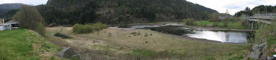 Figur 9. Panoramabilde av området nedenfor Tjelmane bru fotografert den 29.04.