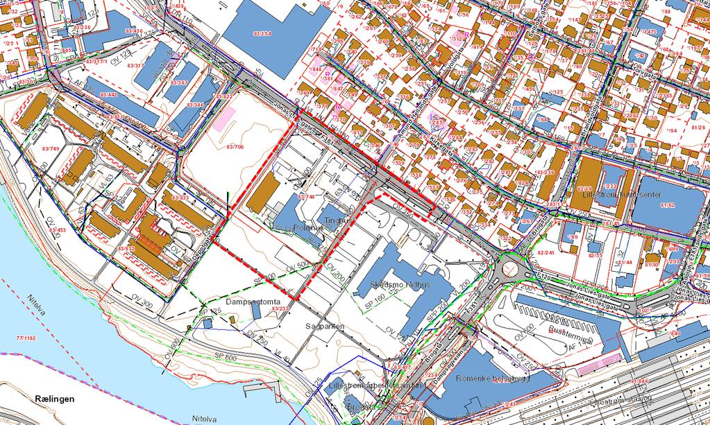 I gjeldende kommuneplan 2015-2026, Arealdel, er planområdet avsatt til eksisterende sentrumsformål, nytt sentrumsformål (felt SF5 og SF6, del av SF7), nåværende vei og nåværende friområde.