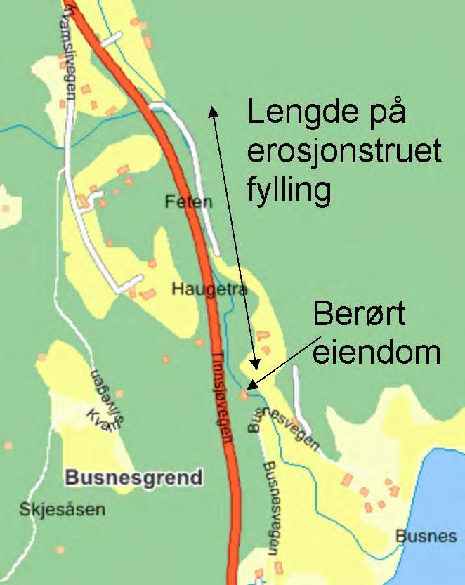 Fig 2. Oversikt over den berørte elvestrekningen.